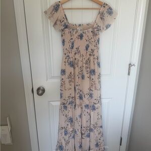 Elegant Blue Floral Maxi Dress
